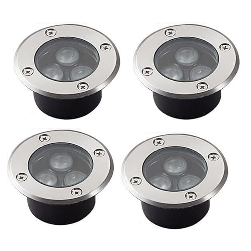 4PCS LED Beam Spotlight - 3W Outdoor Spotlight，Underground Light LED, Ultra-Thin Recessed Patio Floor Light, IP67 Waterproof Landscape Lights, Built-in Floor Lamp/for Outdoor/Sidewalk/Garden(Green,12V