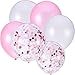 Produktbild 30 Stück 12 Zoll Latex Ballons Konfetti Ballon für Hochzeit Geburtstag Party Dekoration (Weiß und Rosa)