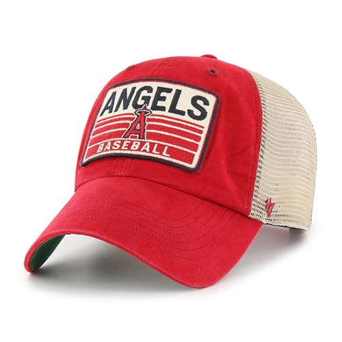 47 MLB Four Stroke Mesh Trucker Clean Up Adjustable Hat Adult One Size Fits All (Los Angeles Angels)