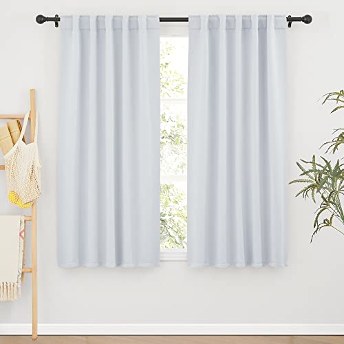 Image of RYB HOME Room Darkening Kitchen Curtains 2 Panels Set,Thermal Insulated Small Window Treatment Heavy Duty Drapes Full Privacy Protection for Laundry Bedroom Bathroom, Greyish White, W42 x L63 inch