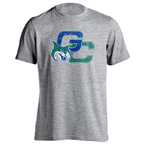 Sport Your Gear Georgia College Bobcats GCSU Distressed Interlocking Logo Adult Short Sleeve T-Shirt - (Athletic Heather, L)