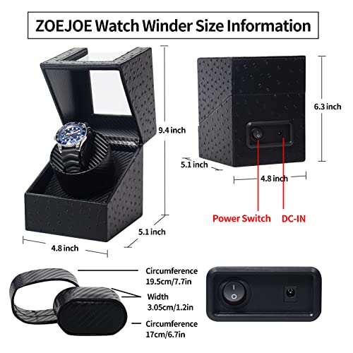 image for ZOEJOE Single Watch Winder Box for Men and Women Automatic Watches Org