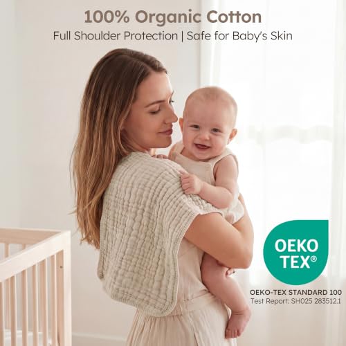 Image of Yoofoss Muslin Burp Cloths for Baby 10 Pack 100% Organic Cotton Baby Washcloths for Boys Girls Large 20''X10'' Super Soft and Absorbent Apricot White