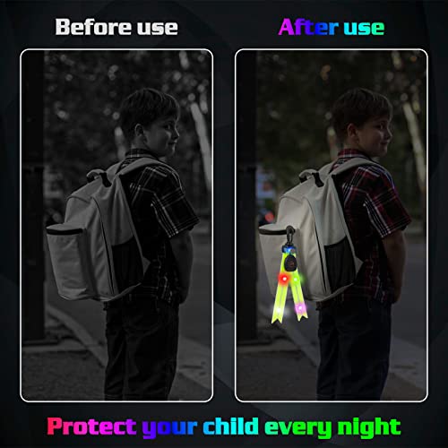 Vaileal LED Blinklicht Schulranzen - 2er USB Aufladbar Kinder Reflektoren Blinklicht Schulranzen Sicherheitslicht, wasserdichte Sicherheit Licht Reflektor Anhänger für Schulranzen (Blau+Grün)