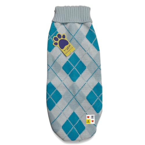 Image of A+a Pets' Cozy Knitted Flannel Sweater - Soft, Warm, Cold Weather Clothes for Dogs and Cats (Blue, M)
