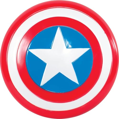 Image of Capt America Shield for Kids - 12 inch Heavy-Duty Unbreakable Plastic Superhero Shield - Iconic Red, White & Blue Vibranium Style Toy with Adjustable Arm Straps for Cosplay, Halloween & Role Play