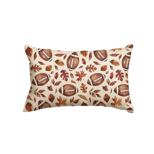 AVOIN colorlife Fall Football Maple Leaves Throw Pillow Cover 12x20 Inch