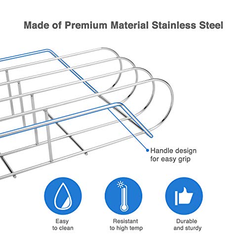 Extra Long Stainless Steel Rib Rack for Smoking and Grilling, Holds up to 3 Full Racks of Ribs, Fits 18” or Larger Gas Smoker or Charcoal Grill, Perfect Smoker Accessories Gifts for Men - Thumbnail 3