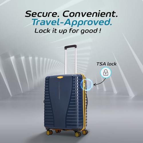 Image of Aristocrat Medium Airpro Plus Check-in 66 Cm() 8 Wheel Spinners Trolley Bags for Travel Hard Case Luggage, Lightweight Bag with TSA Lock & Anti-Theft Zipper(Blue), Black