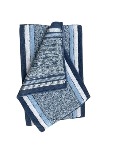 Image of My Home Cotton Door Bath Mat Super Soft Non Slip Mats for Bathroom, Door,Large, Pack of 2 (Blue Luxury)