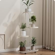 Iron Art Indoor Home Floor Standing Mobile Multi-Layer Plant Stand, Living Room Luxury Decorative Flower Rack, Simple Iron Storage Shelf, Plant Holder, Tiered Plant Stand