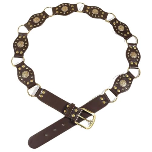 Western Rivet Concho Chain Waist Belt for Women Vintage Cowgirl Belt for Jeans Pants Dresses (for 26-36''Waist)