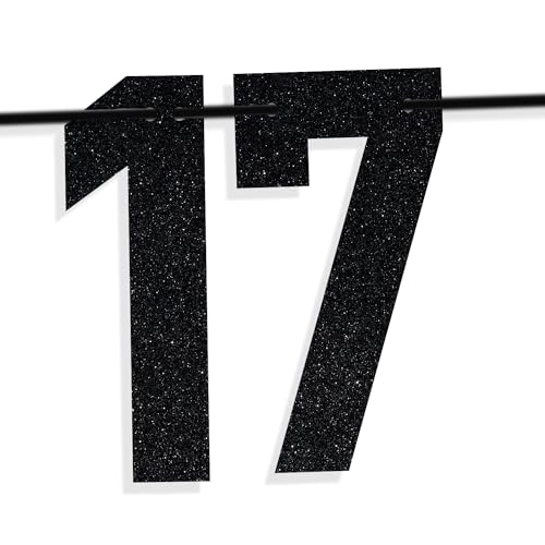 Image of Black Glitter Holy Shit You're 17 Banner, Dancing Queen /Young & Sweet Only 17 /Happy 17th Birthday, 17th Birthday Party Decorations Supplies