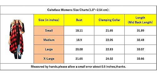 Womens Buffalo Plaid Open Front Cardigan Sleeveless Lightweight Vest Drape Jacket Coat With Pockets Red #TOP3