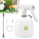HeGeed 電動じょうろ 電動霧吹き2L 大容量 電動スプレー 噴霧器 延長ノズル付属 側面給水口 1200mAhバッテリーを内臓し 2.5時間連続使用可能 Type-C充電式 霧噴射/柱噴射 自動 家庭用便利ガーデニング、水やり、掃除、消毒、農薬散布、洗車などに使えます日本語説明書付き
