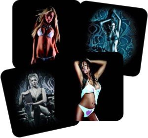 Erotik-Bierdeckel-Set "women", eckig 9,3 x 9,3 cm (50er Set) – Miniatur