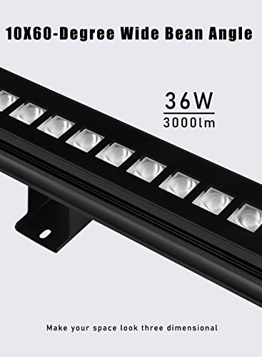 New Upgraded Linkable Led Wall Washer Lights, 10X60 Wide Angle Wall Wash Lighting, 36W 5000K Daylight Plug In Bar Lights, 120V 40 Inch/ 3.2Ft Indoor/ Outdoor Light Fixture For Wall, Stage, Patio #TOP3