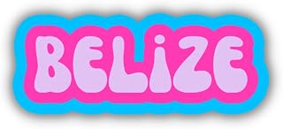 Belize Travel Sticker, Multiple Colors, Vinyl Laptop Water Bottle Sticker, Places I've Been, Trendy Luggage Decal, Vintage Travel Inspired (Cotton Candy)