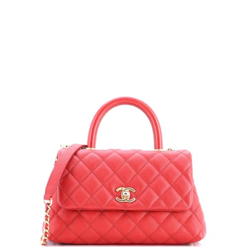 Chanel, Pre-Loved Coco Top Handle Bag Quilted Caviar with Lizard