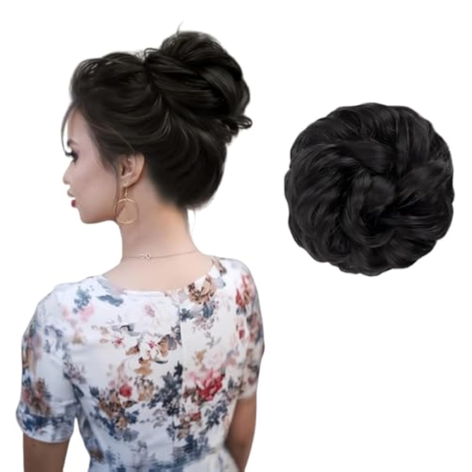 Black Messy Bun Hair Piece Synthetic Hair Extension