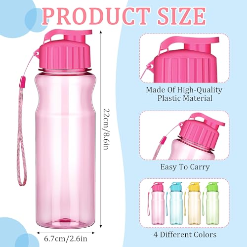 12 Pack Plastic Water Bottles, 500ml Sports Water Bottle, Reusable Leakproof Reusable Drinking Bottle Bulk with Flip Top Lids & Lanyards for Outdoor Sports Travel Classrooms(4 Color) - Image 3