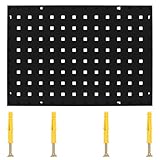 Mikikit Galvanized Steel Pegboard Panel 50x35 Inch Black Tool Organization Hanging Board Wall Hanger Garage Workshop Storage Rack