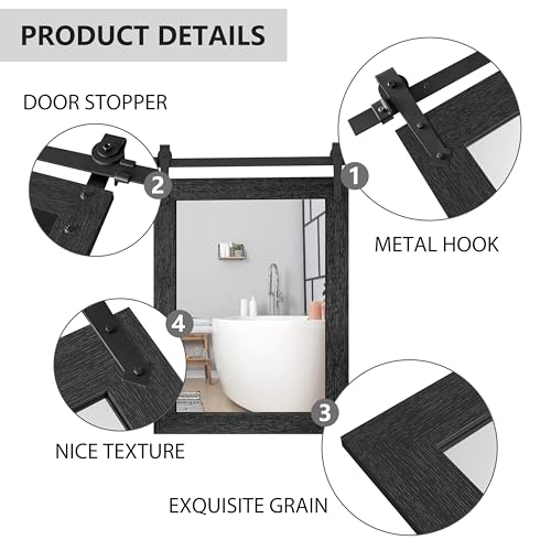 Farmhouse Bathroom Mirror for Over Sink 22”x32” Black, Rustic Western Barn Decor Bathroom Vanity Mirror, Wall Mirror for Bathroom, Living Room, Bedroom, Entryway - Image 6