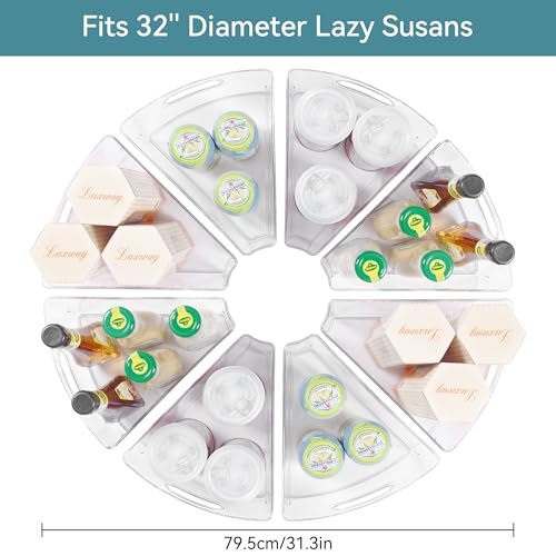 Oubonun Lazy Susan Organizers Set of 8, 12.8’’ x 11.7’’ x 4’’ Plastic Transparent Kitchen Cabinet Storage Bins with Handle, 4" Deep Container, 1/8 Wedge - Food Safe, without BPA by Oubonun - Image 2