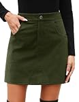 Fashora – Fashora Damen Cordrock Minirock Hohe Taille Rock, Grün, S