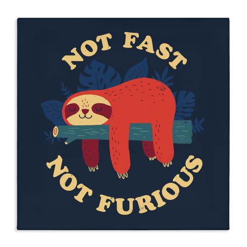 'Not Fast Furious Sleepy Orange Sloth Perched'| Canvas Art