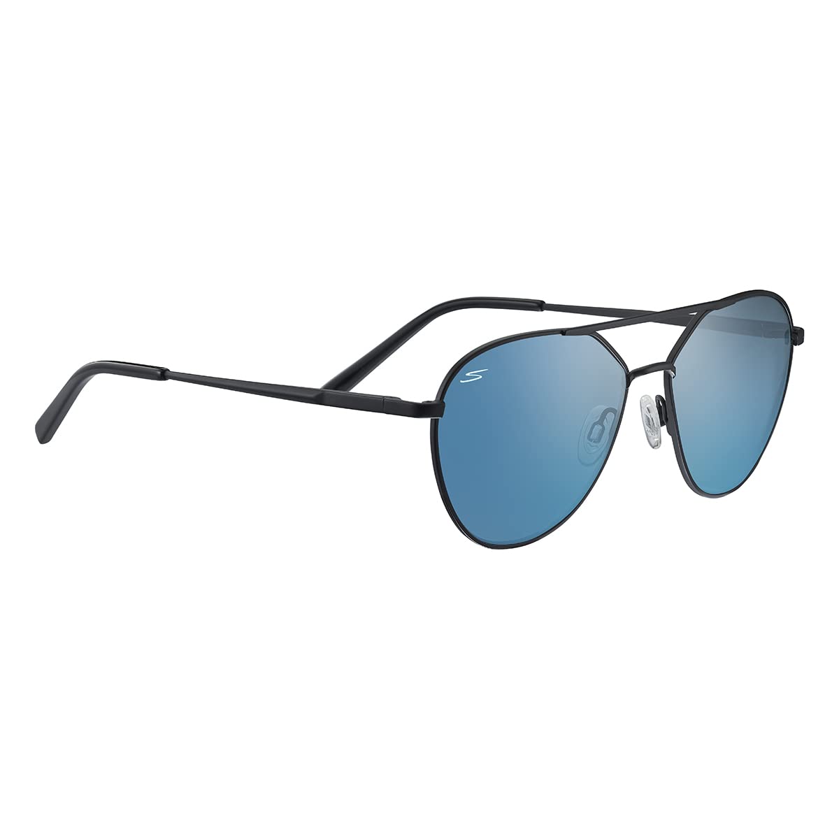 Serengeti Aviator Sunglasses - Saturn Polarized Petrol Blue - Matte Black