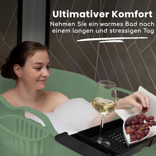 Miniatura 5 de Hellobath Bath Bucket Xl Comfort 122 Cm Bañera Para Adultos Baño De Hielo Manguera De Desagüe Extensible Hasta 3 M Extras: Bandeja, Grifo Y Funda Protectora Verde
