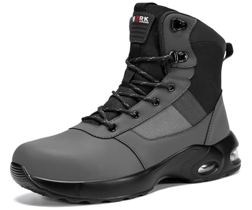 Image of LARNMERN Steel Toe Boot Men Non Slip Work Shoe Rainproof Safety Toe Sneaker Side Zipper Industrail Boot High Top Tactical Shoe