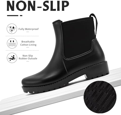 Women's Rain Boots Short Waterproof Ankle Chelsea Boots Rubber Garden Shoes Non Slip Work Booties Fashion Outdoor - Image 3