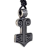 OhDeal4U Mjǫllnir Ivar's Spiral Thor's Hammer Ivar the Boneless VIKINGS Pewter Men Pendant Necklace w Black Adjustable Cord