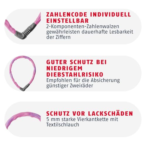 ABUS Kettenschloss Steel-O-Chain 5805C, 75 cm, Pink – Ansicht 4
