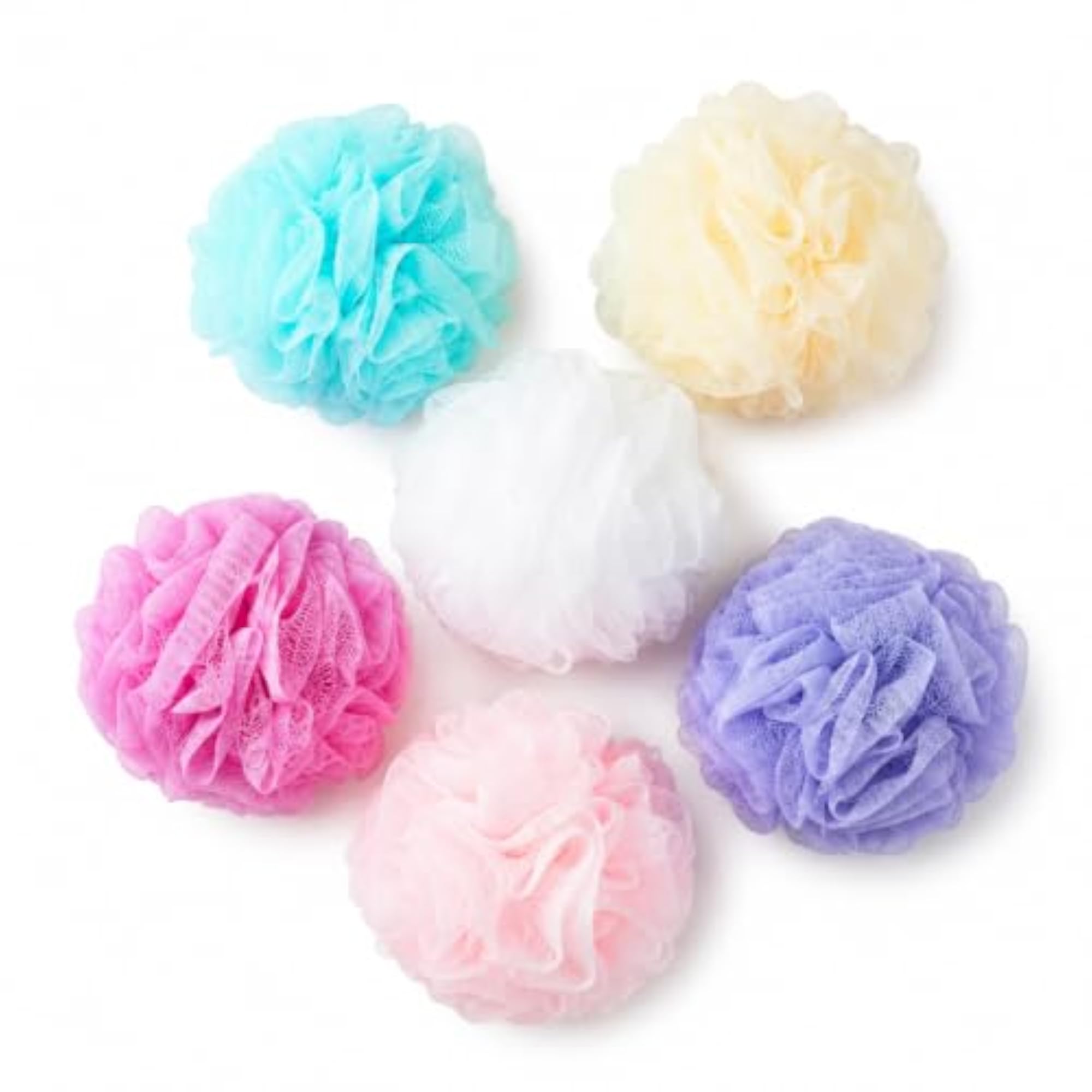 Bath Loofah Pack of 6, Soft Mesh Shower Poufs