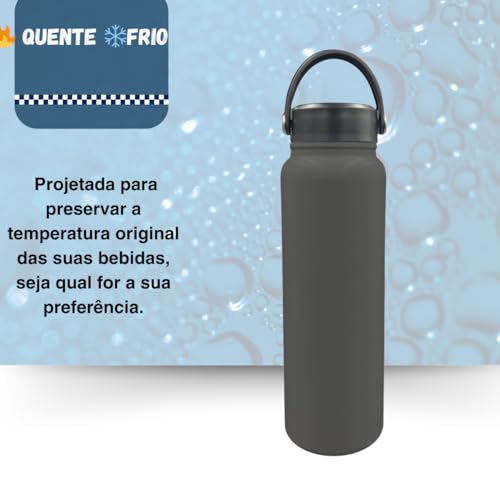 Gazé® Garrafa Térmica Inox Squeeze Academia - Conserva Até 18h Quente ou Gelado - 1L Feita em Aço In
