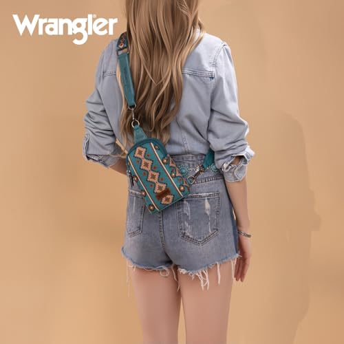 Image of Wrangler Small Sling Bag for Women, Leather Crossbody Bags Cross Body Purse Fanny Packs with Adjustable Strap for Gift