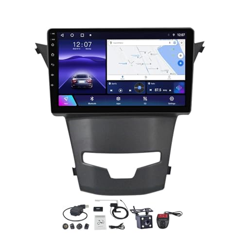 MLXABH Android 12 Radio estéreo para automóvil para Ss-angYon-g Korando 3 Actyon 2 2013-2017 Pantalla de 9 pulgadas Carplay incorporado Android Auto Controles en el volante Bluetooth FM AM con cámara