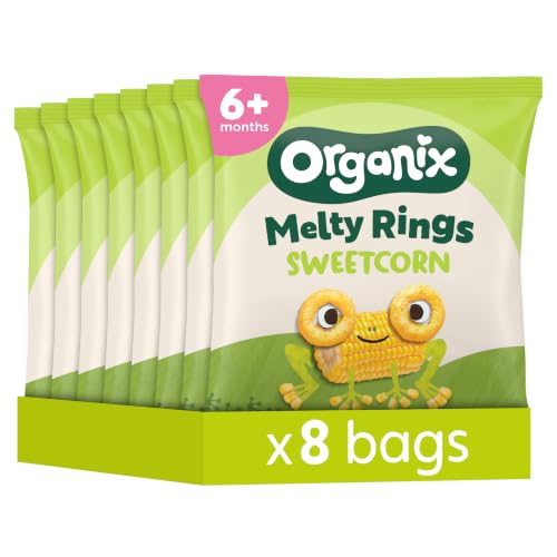 Organix Melty Sweetcorn Rings, Organic Baby Snack, Finger Food, 6+ Months, 20 g (Pack of 8)
