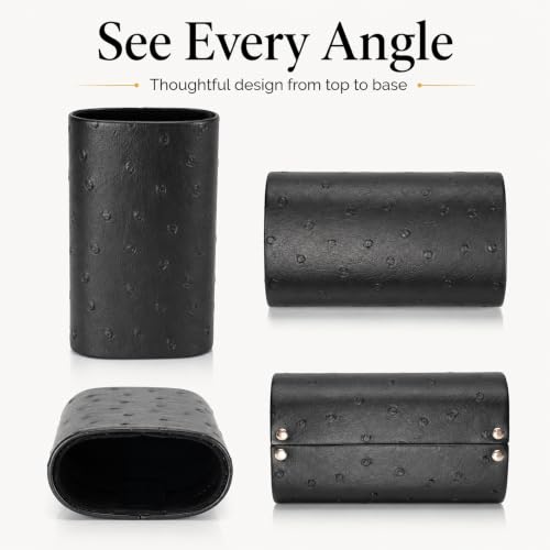 Image of Calabria Desktop Eye Glasses Holder Soft Lining Weighted Base Eyeglasses Stand Case Desks Nightstands PU Leather Mens Womens