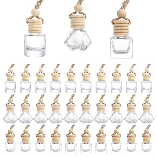 Hanging Car Air Freshener Diffuser 60Pcs 8ml Empty Glass Essential Pendant Bottles Automotive Oil Aromatherapy Fragrance Perfume jars