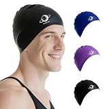 Xcdhemde Bonnet de Bain Mixte, Bonnet de Natation Silicone, Bonnet Piscine Souple Confortable, Résistant au Chlore, pour Femme Homme （Noir）