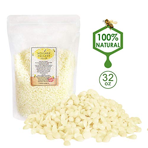 Asama White Beeswax Pellets 2 lb (32 oz), Pure, Natural, Cosmetic Grade, Bees