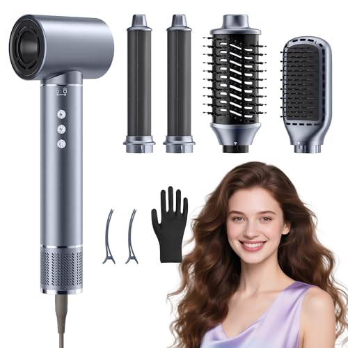 Hair Dryer Brush, 5 in 1 Blow Dryer Brush Set, High-Speed Hot Air Styler, Auto Wrap Curlers for Frizz-Free Volume, Smooth Hair&No Heat Damage Hair Styling Tools Gift for Drying Curling Straightening
