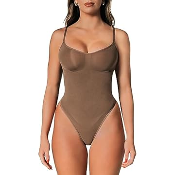 slims Body modelador com controle de barriga tanga ou cueca: regata modeladora esculpida Body modelador: Body de cintura arrebatada, Tanga marrom, P-M