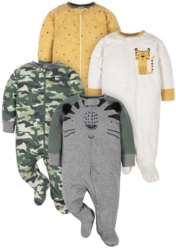 Gerber Baby - Jungen 4er-pack Sleep 'N Play Füßlinge Baby and Toddler Sleepers
