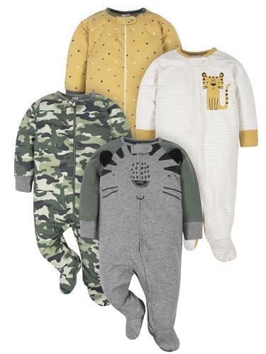 Gerber - Juego de 4 pijamas tipo mameluco con diseño de tigre para bebé niño