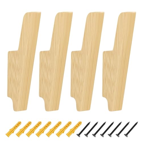 WJUAN 4 Pezzi Appendiabiti da Parete Legno, Rovere Massiccio Attaccapanni